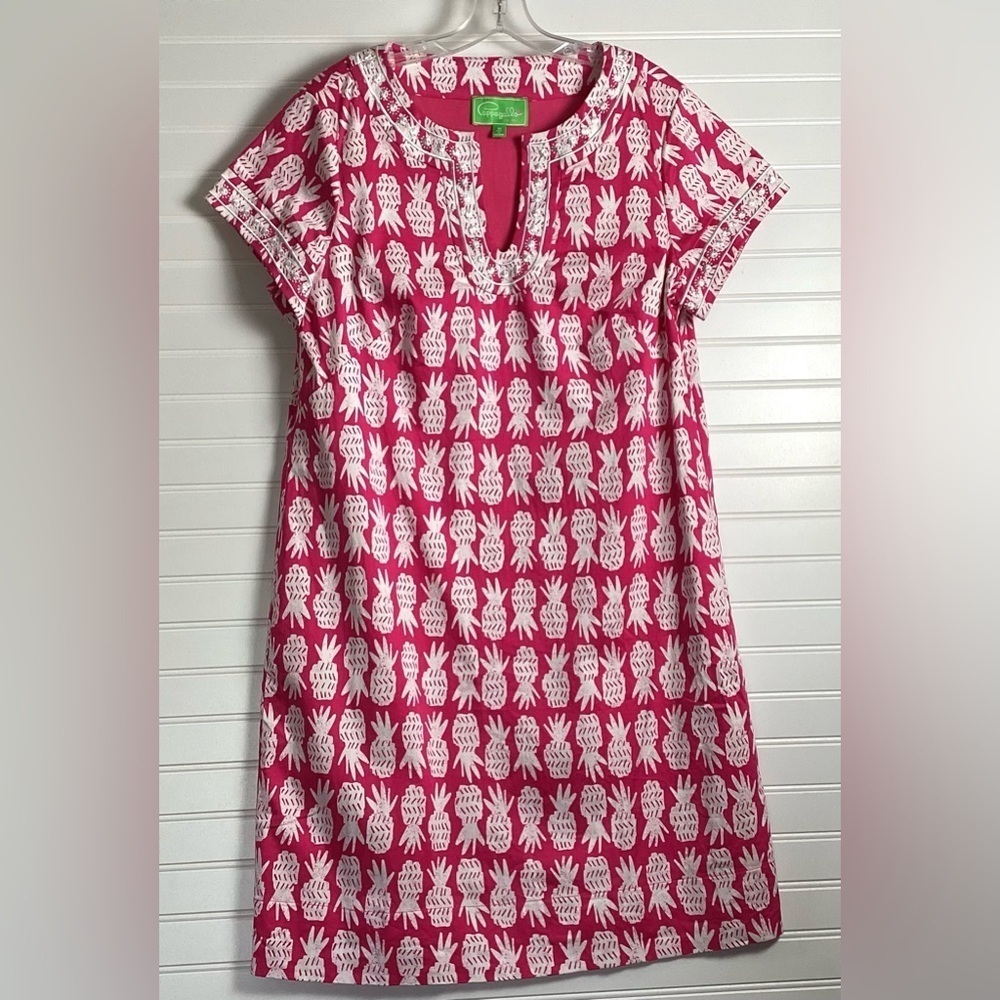 Pappagallo Pink& white Short Sleeve high
Midi Dress Barbiecore feminine size 16